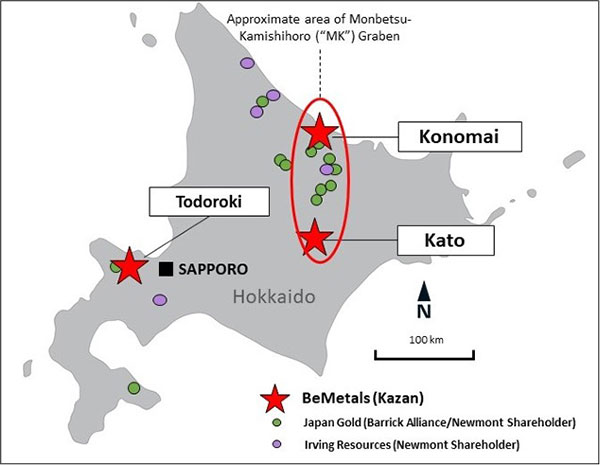 Project Locations Map on Hokkaido