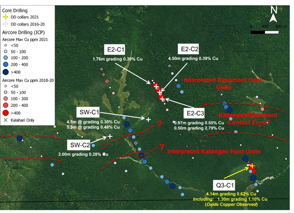 Map of D-PROSPECT, D7-C1, D7-C2 and D3-C2 with Core Results and Aircore Anomalies