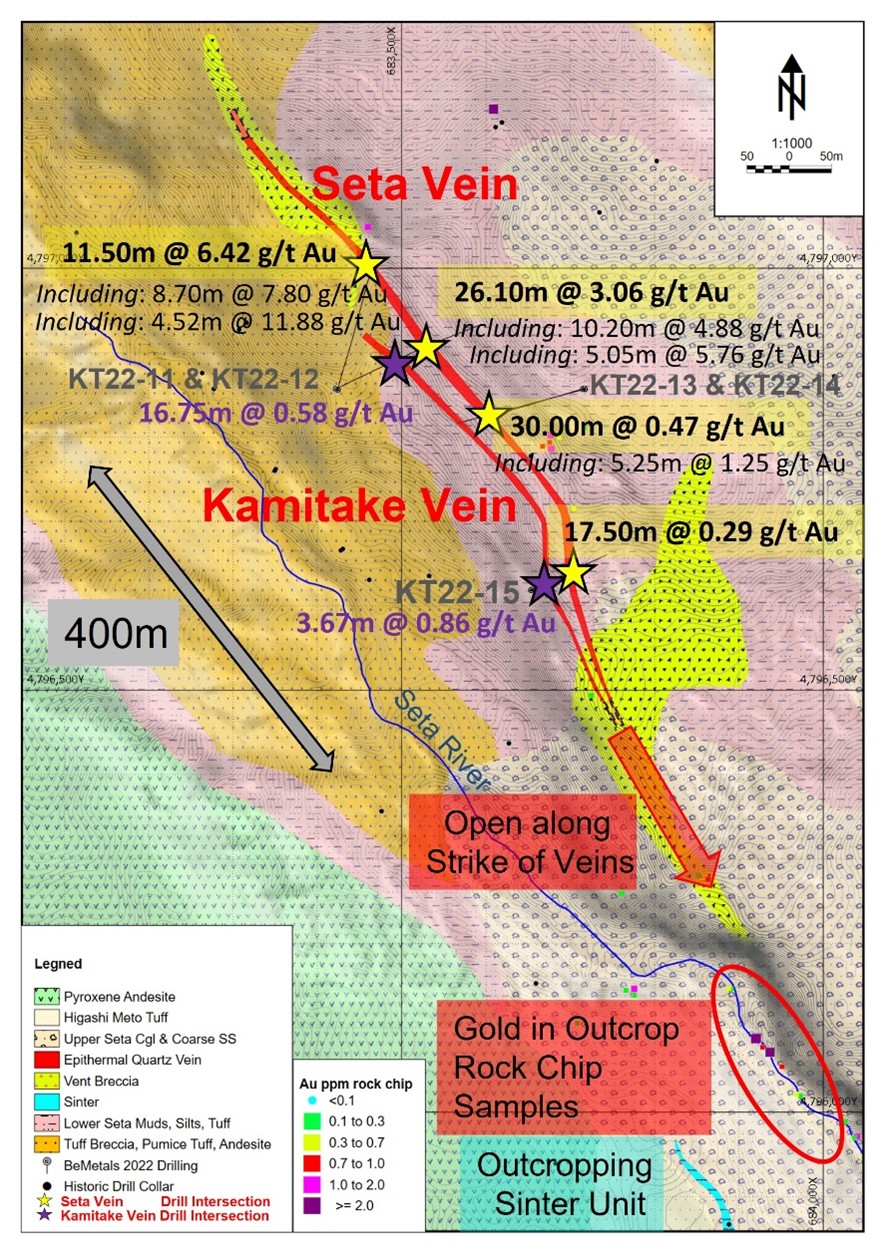 Location Map of Holes KT22-11 to KT22-15 at Kato Gold Project